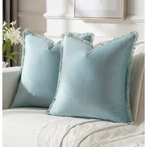 FUTEI Aqua Velvet Decorative Throw Pillow Covers 22x22 Set of 2